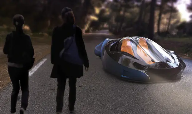 Chase 2053 Futuristic Car : 3-Wheeled Vehicle Moves On Land and Air