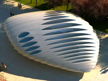 burnham eco pavilions in millenium park by zaha hadid