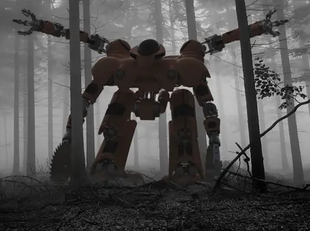 clear cut forest fire robot