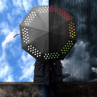 Black Umbrella Changes Into a Colorful One When Wet