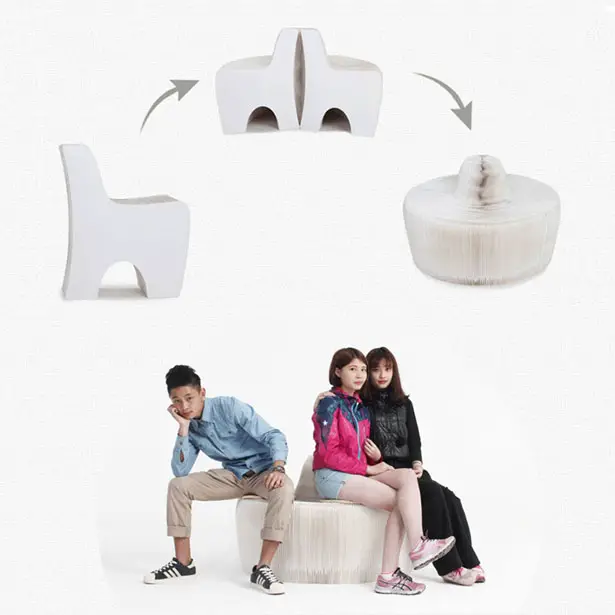 Concertina Design Paper Chair/Sofa from Auca