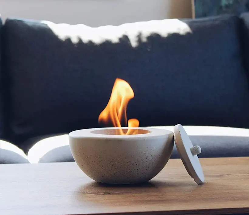 PURE-Fire V.2 - Concrete Tabletop Fireplace by Tabart Shop