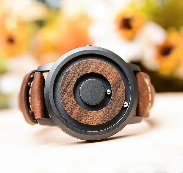 Cosmos Minimalist Wood Dial Scaleless Magnetic Wooden Watch