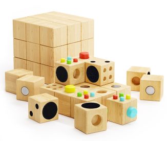 Cubecor Wooden Construction Toy Helps Develop Creativity and Fine-Motor Skills