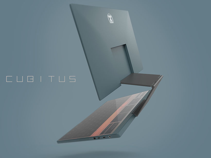 Cubitus Laptop Design With Height Adjustable Screen by Samuele Montorfano