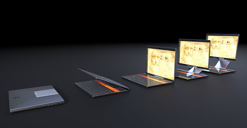 Cubitus Laptop Design With Height Adjustable Screen by Samuele Montorfano