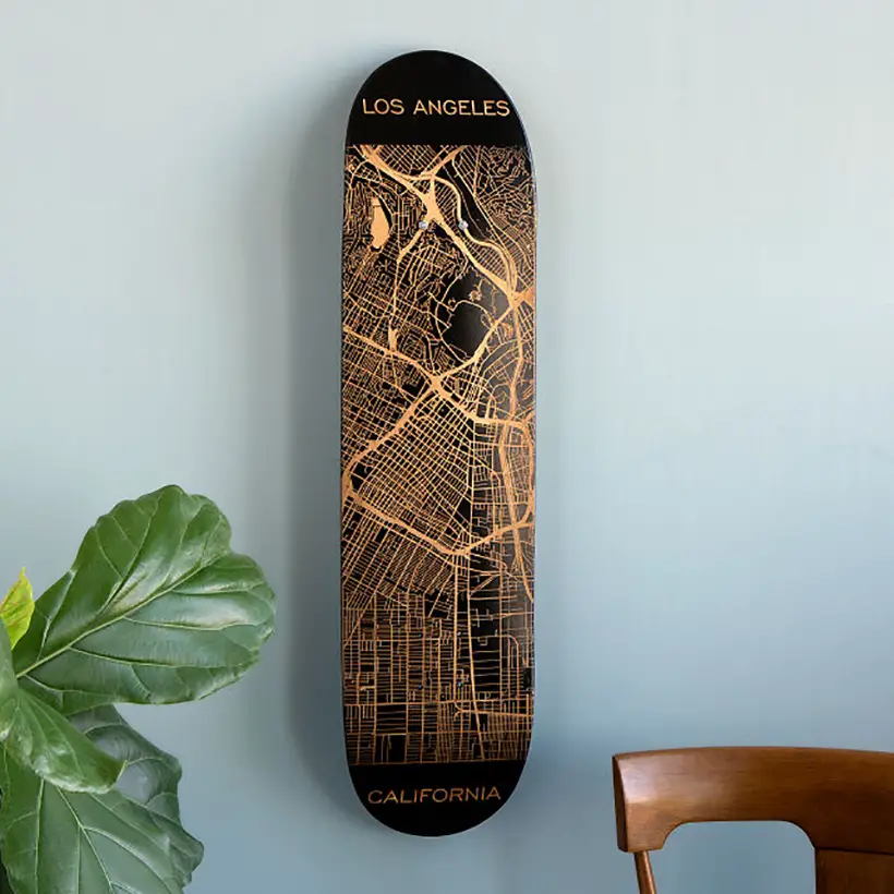 Custom Engraved Skateboard Map by Alex Herber