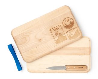 Set of Cut and Serve Boards in Compact Form for Outdoor Meal Prep