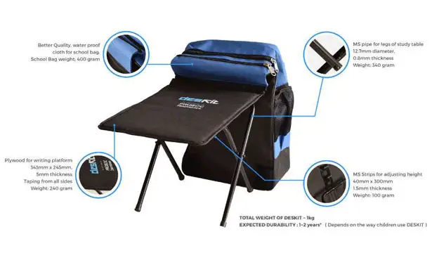 Deskit School Backpack Desk by Prosoc