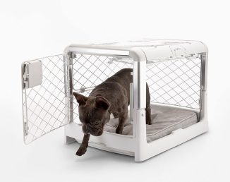 Collapsible Diggs Revol Dog Crate with Diamond-Shaped Mesh Pattern