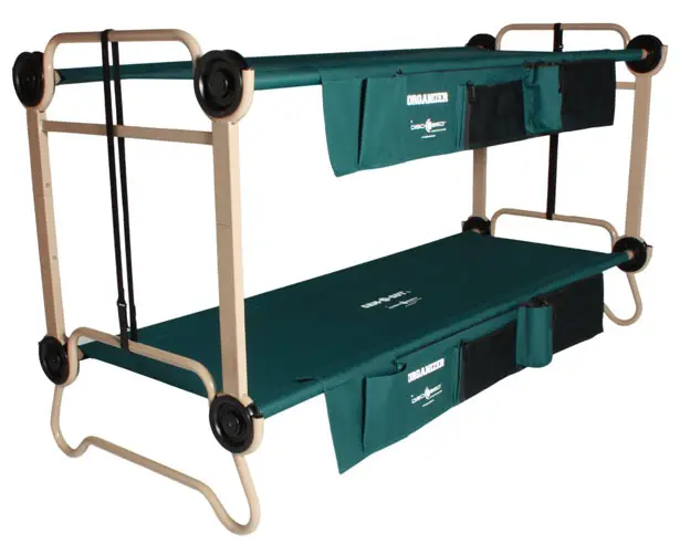 Disc-O-Bed Cam-O-Bunk Cot with Organizers and Leg Extensions