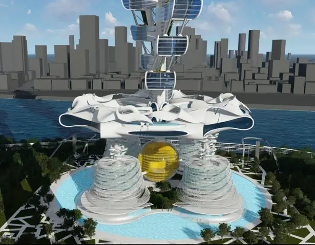 Power Long Drone-Car Tower: Condo Tower with Docking Station and Parking Tower for Drones by Richards Architecture Design