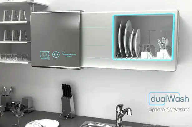 DualWash : Two Sided Dishwasher Doubles as Kitchen Cabinet
