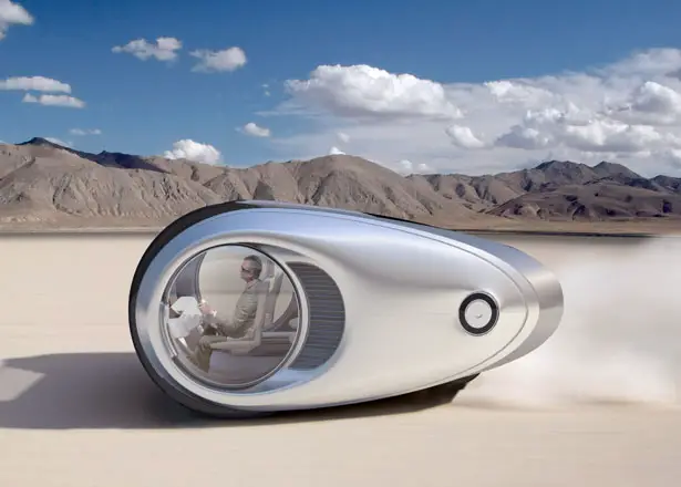 Ecco Solar Powered Futuristic Car Is A Shiny Aluminum Pod For Traveling