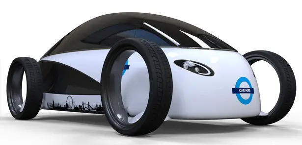 All Electric Concept Car Proposal for 'Barclays Bike Hire' System by James Langton