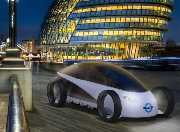 All Electric Concept Car Proposal for 'Barclays Bike Hire' System by James Langton