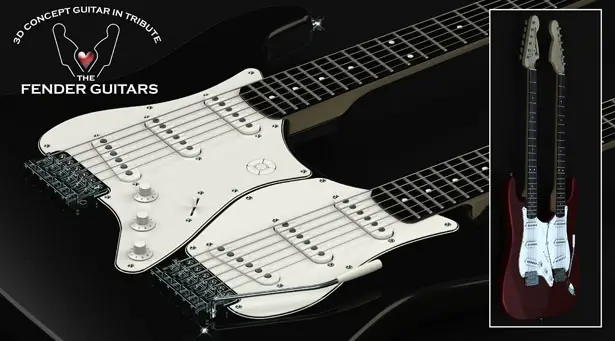 Electric Double-Neck Guitar Concept as Tribute to Fender Guitars