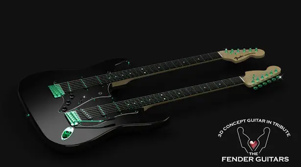 Electric Double Neck Guitar Concept as Tribute to Fender Guitars