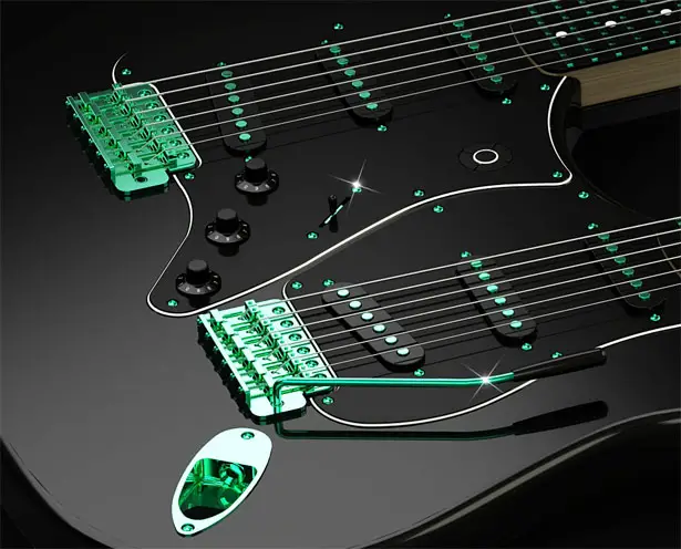 Electric Double Neck Guitar Concept as Tribute to Fender Guitars