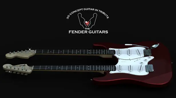 Electric Double Neck Guitar Concept as Tribute to Fender Guitars