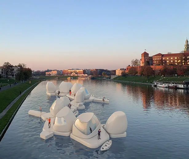 Floating Co-Working Space Concept on Vistula River by Agnieszka Bialek