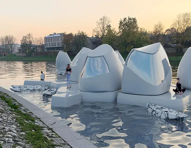 Floating Co-Working Space Concept on Vistula River by Agnieszka Bialek