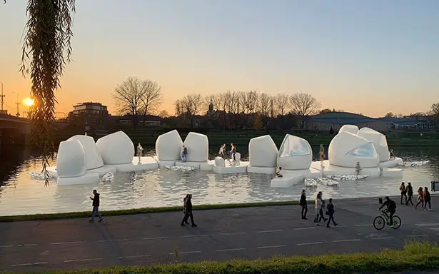 Floating Co-Working Space Concept on Vistula River by Agnieszka Bialek