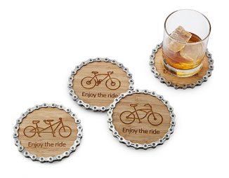 “Enjoy the Ride” Bike Chain Coaster Set by Graham Bergh
