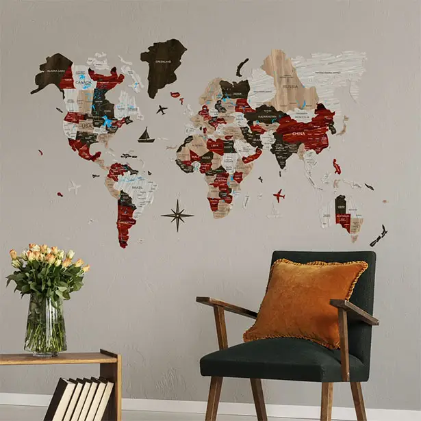 EnjoyTheWood 3D Luminous Wooden World Map Would Look Awesome on Your Wall