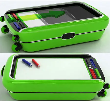 Colored : A Suitcase with Built-in Whiteboard and Markers for Children to Play