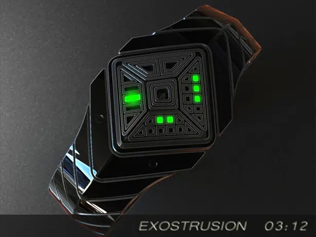 Exostrusion LED Watch Concept by Peter Fletcher