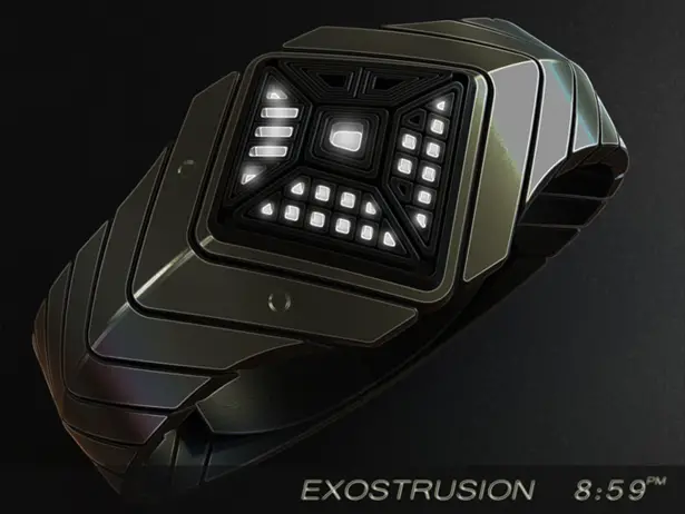 Exostrusion LED Watch Concept by Peter Fletcher