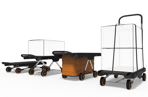 EZ Cart Concept Platform Trolley Features Foot and Air Pump for Easy Cargo Lifting