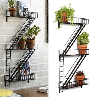 Creative Fire Escape Shelf Decoration for Apartment Dwellers