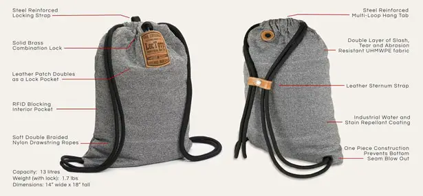 Flak Sack Drawstring Dackpack by Loctote Industrial Bag Co.