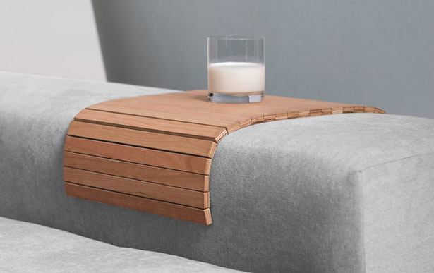 Detray - Rollable Flexible Wooden Armchair Tray by DEBOSC