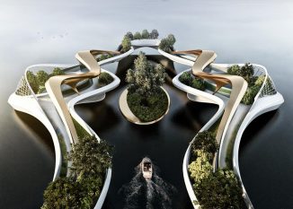 Futuristic Floating Gardens Concept Serves as A Green Space for Community on Water
