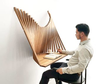Flow Wall Desk – A Wall Hanging Turns Into A Workspace When Needed