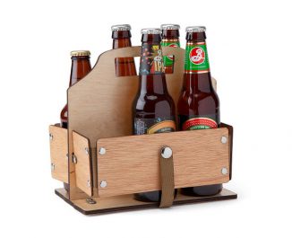Foldable Wooden 6-Pack Bottle Carrier with Durable Canvas Handles