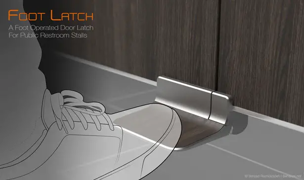 Foot Latch Design for Public Restroom Stall Doors – No Hands Needed