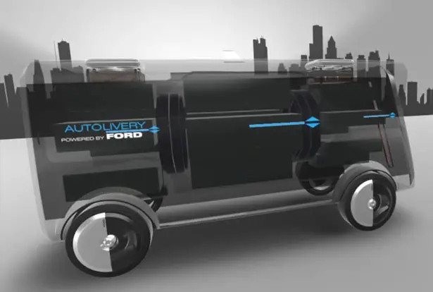 Ford Autolivery Self-Driving Delivery Concept Van with Drones