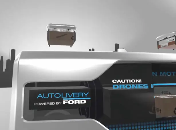 Ford Autolivery Self-Driving Delivery Concept Van with Drones