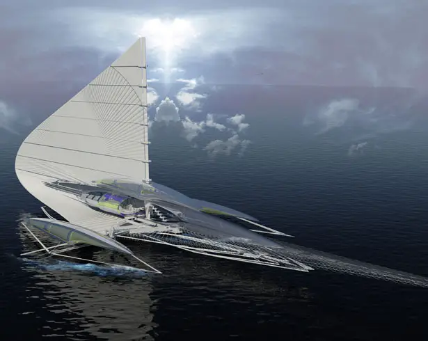 Fresnel Hydrofoil Trimaran by Margot Krasojević