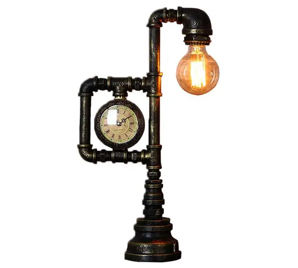 Frideko Retro Industrial Table Lamp with a Clock