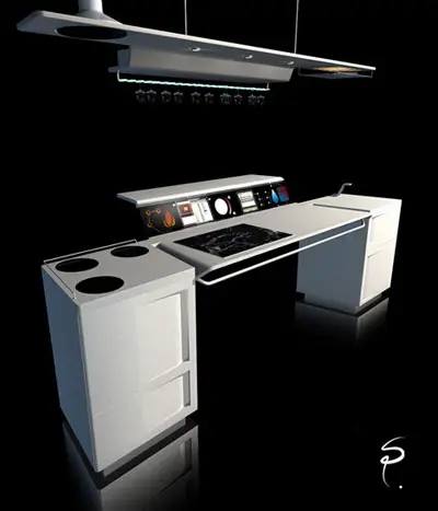 futuristic open space kitchen