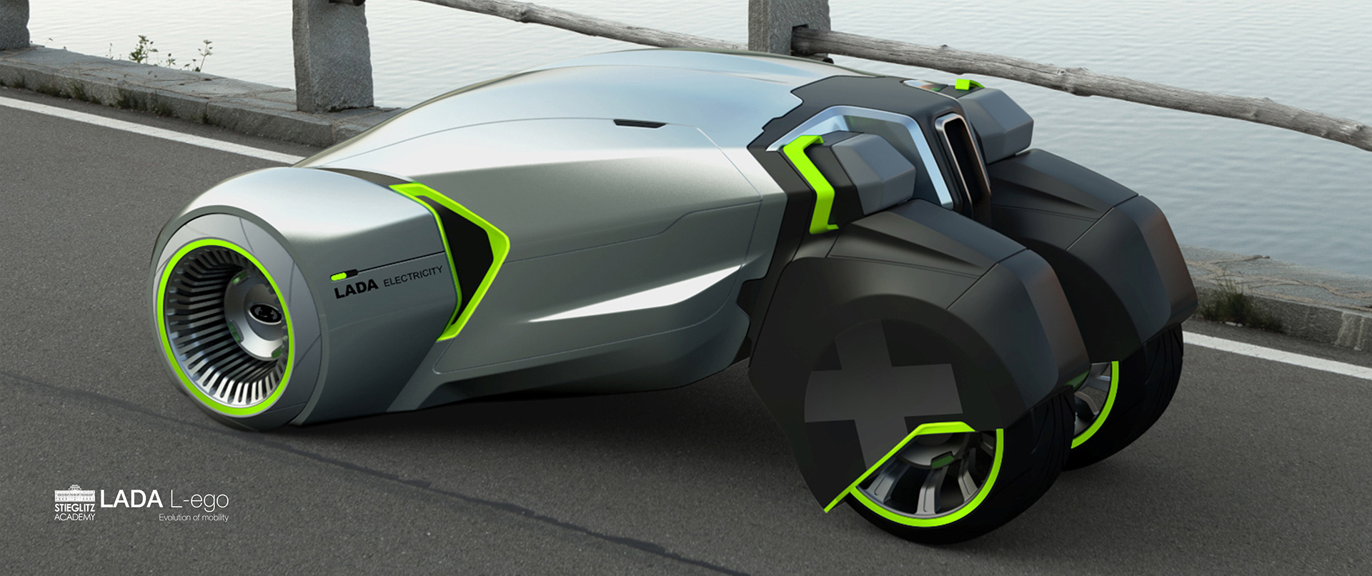 Futuristic LADA Lego Electric Vehicle Concept with Two Removable