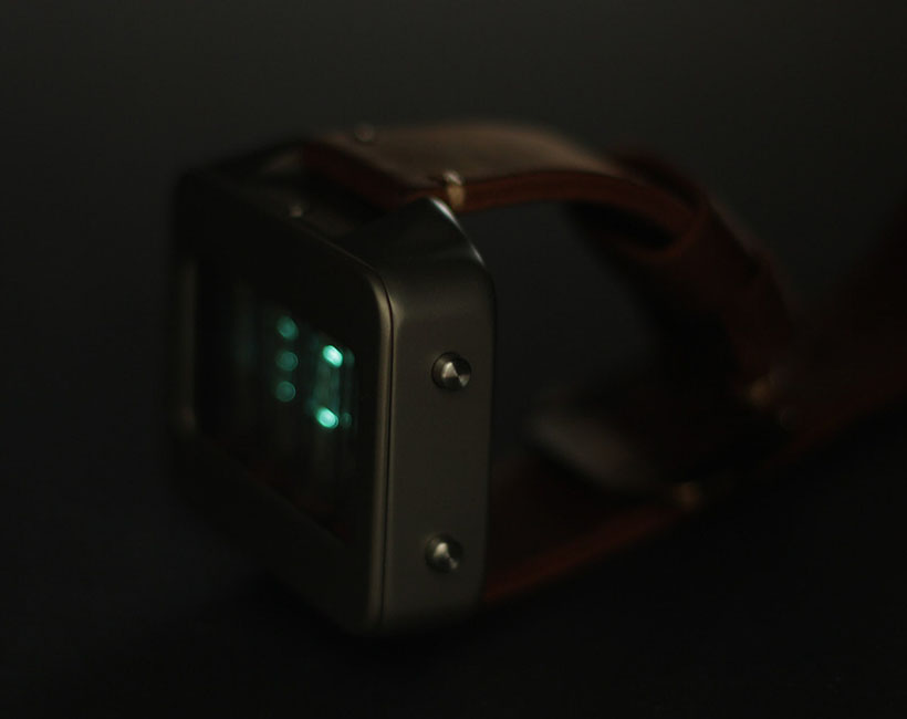 Futuristic Nixie Titanium Watch with Accelerometer