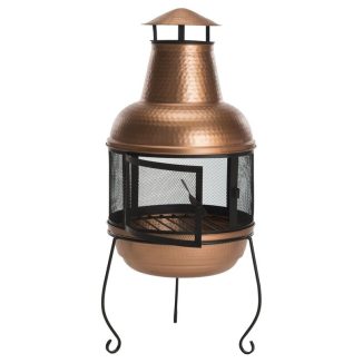 Gemmenne Cast Iron Wood Burning Chiminea Features Hammered Iron Body for Lasting Durability