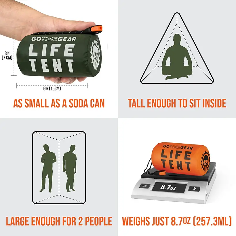 Go Time Gear Life Tent Offers 2-Person Emergency Survival Tent As Small As A Soda Can