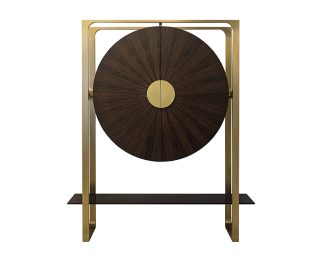 Gong Bar Cabinet Replicates Gong Instrument That Represents Wealth and a Status Symbol